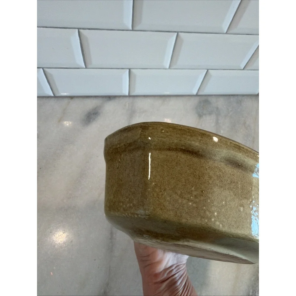 Handcrafted Studio Pottery Tan/olive Planter Oval Organic Shape
